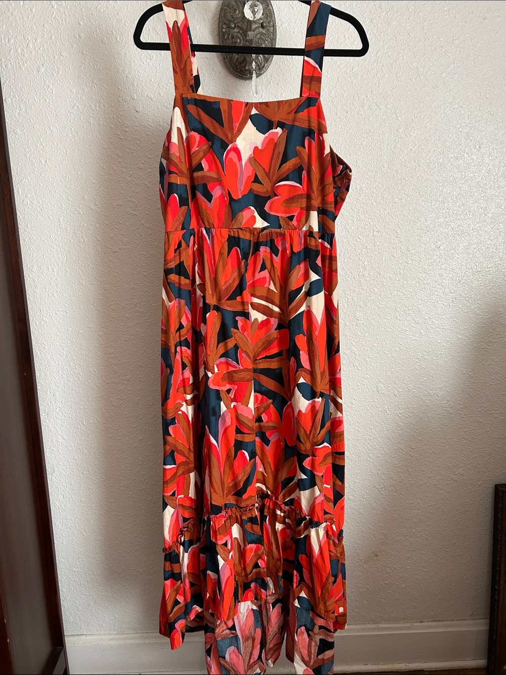 Who What Wear Red & Navy Floral Midi Sundress